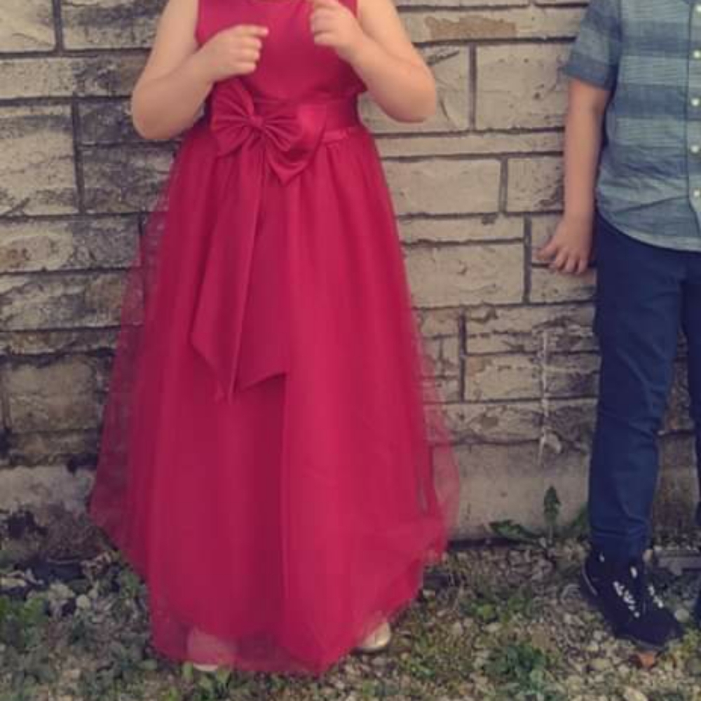 Davids Bridal Flower Girl Dress, size 14, apple, matching apple shrug.